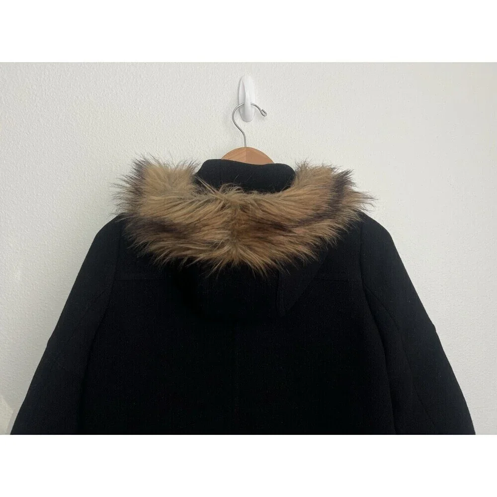 J Crew Cocoon Coat Italian Stadium Cloth Nello Gori Hooded Wool Black Heavy 2 - Picture 5 of 9
